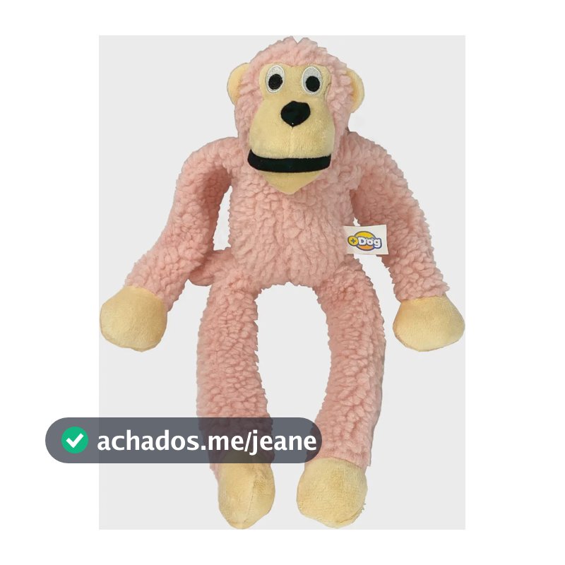 Mordedor Para Cachorro Pet Pelúcia Brinquedo Macaco G 40cm Cor Rosa