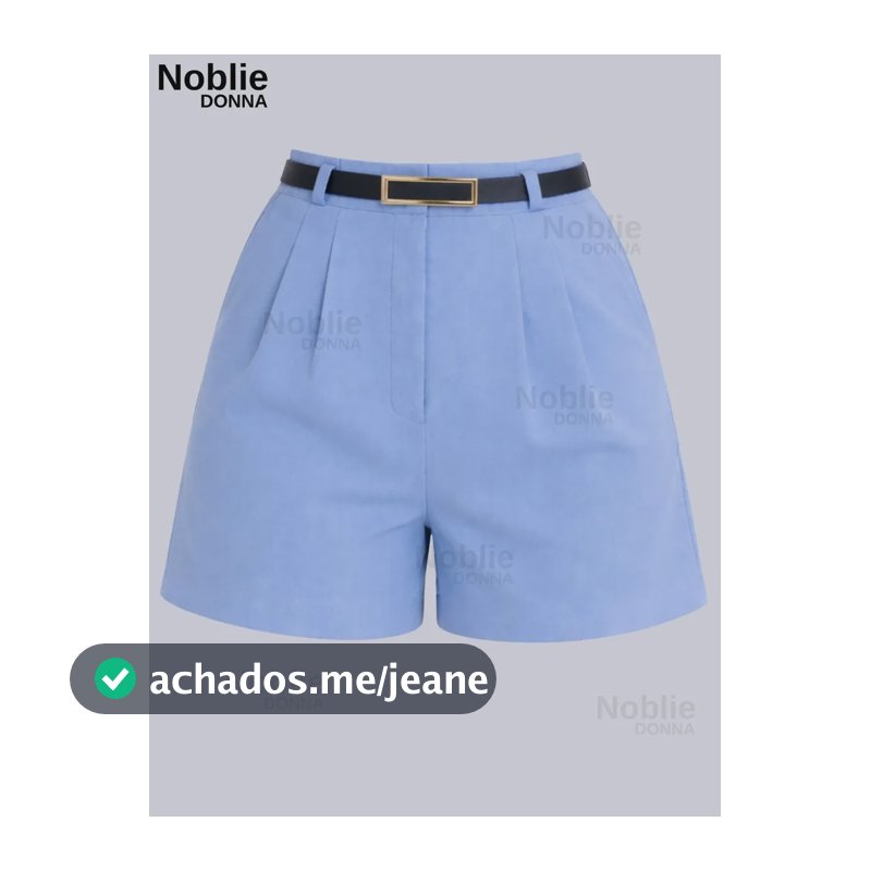 Short Alfaiataria Com Cinto Elegante Feminino Cintura Alta Azul Bebe G3