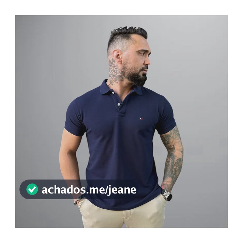 Camisa Polo Tommy Hilfiger Masculina Algodão Importada Azul-marinho Gg