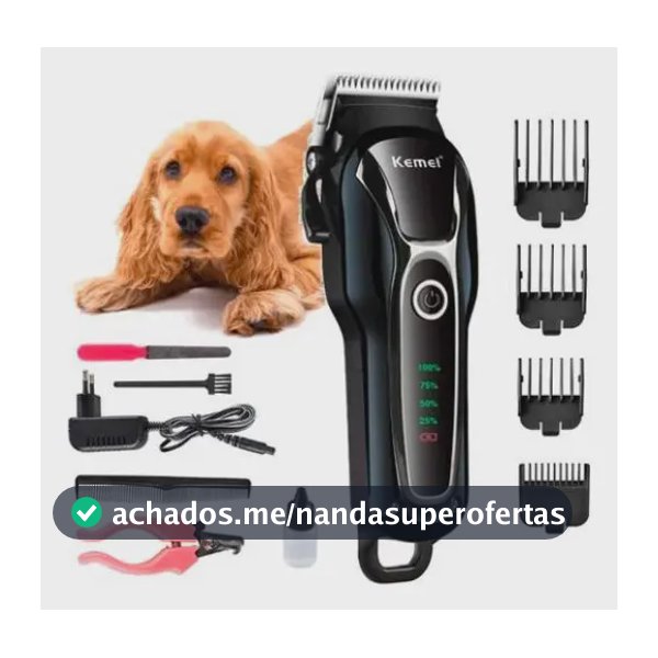 Maquininha Tosadora Sem Fio Profissional Kemei 1991 para Cachorros e Gatos