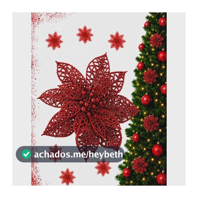 Kit C/ 12 Flor Natalina Decoração Árvore Natal Luxo Enfeite