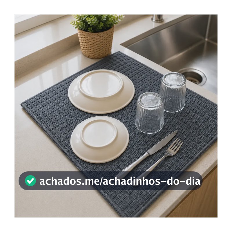 Kit 2 Tapetes De Pia Escorredor Louças Grande Em Microfibra Cinza-escuro