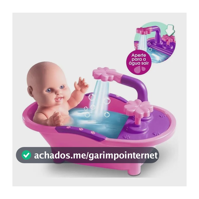 Boneca Banho Com Banheira Que Sai Água Milkinhas Petit 20 Cm