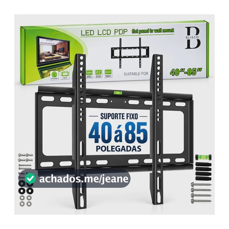 Suporte TV Parede Painel Fixo Universal 40 a 85 Polegadas Reforçado VESA Smart TV LED LCD OLED QLED 4K Blisco