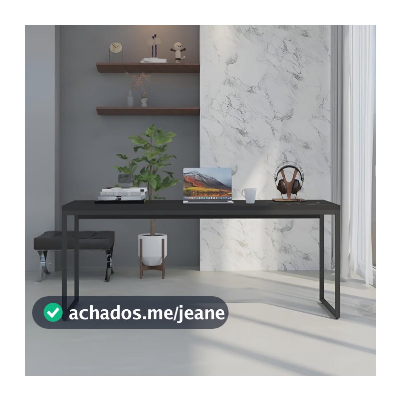 Mesa Para Escritório Diretor 1,80m Dynamica Cor Preto Ônix / Est.Preta