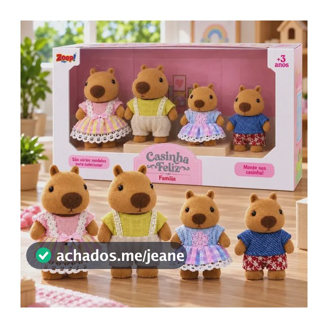 Casinha Feliz Família Animais Brinquedo Menina Coleção Familia Capivara