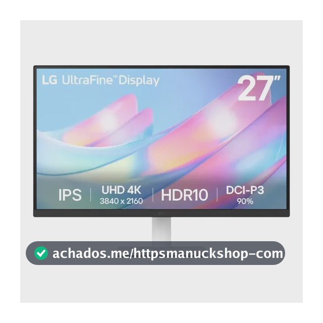 Monitor LG UltraFine - Tela IPS UHD 4K 27", HDR10, DCI-P3 90% , Dynamic Action Sync, Branco– 27US500