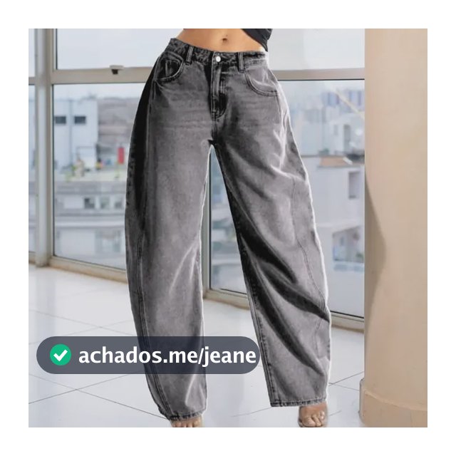 Calça Jeans Feminina Wide Leg Baggy Estilo Balão Cintura Alt