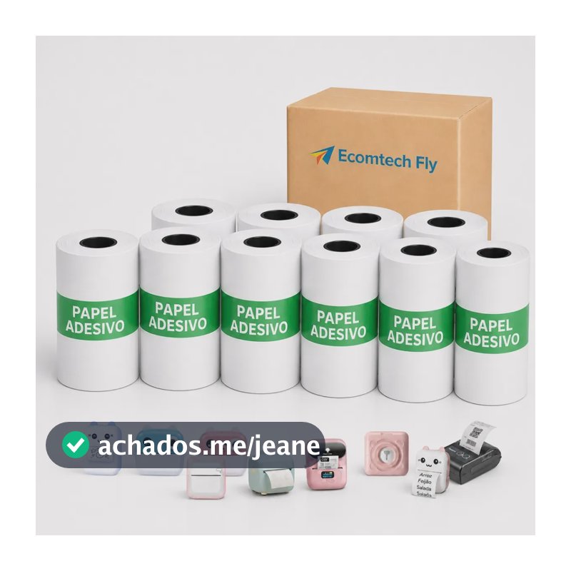 10 Rolos Bobinas Continua Papel Térmico Adesivo 57x30mm para Mini Impressora Portátil, Câmera Infantil que Imprime Fotos, Refil Autocolante Sem Tinta para Etiquetas, Recibos, Desenhos e QRCode, Kit