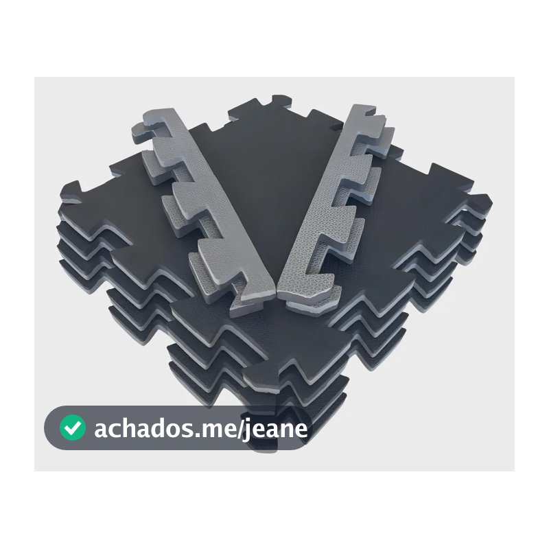 Tatame Eva 1x1m 30mm Dupla Face Preto Cinza Texturizado Jiu-jitsu
