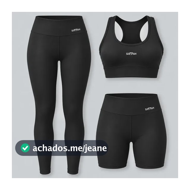 Kit Conjunto Feminino Fitness Top Nadador + Legging + Short Preto M