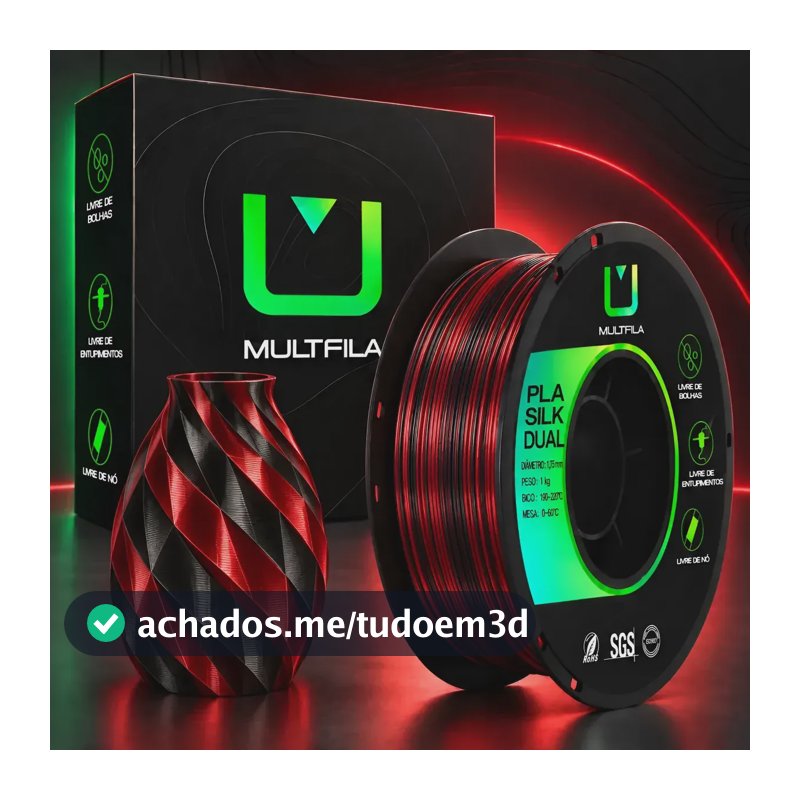 Filamento Pla Silk Dual Preto E Vermelho 1kg Para Impressora Dual Preto E Vermelho