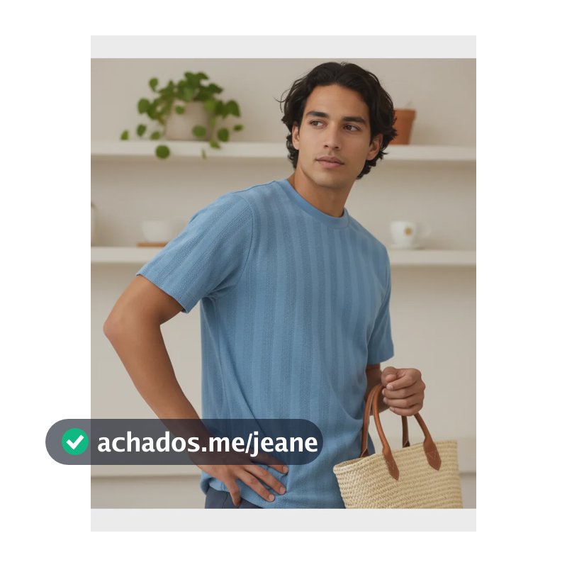 Camiseta Masculina Texturizada Manga Curta Resort Opus Azul G