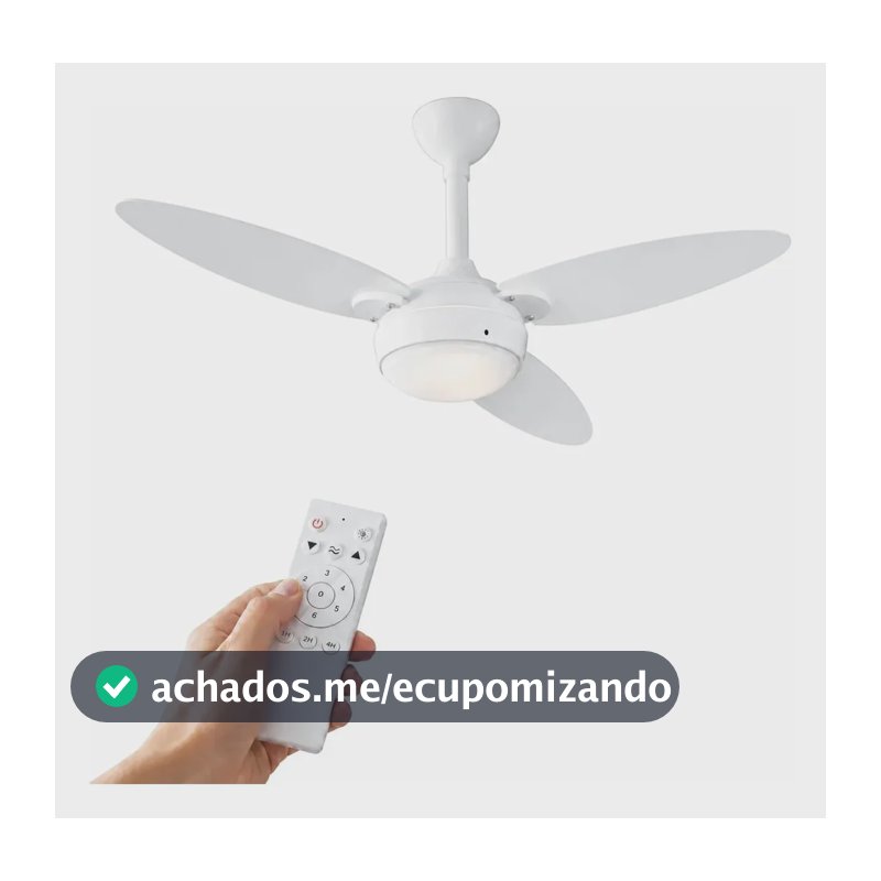 Ventilador De Teto Inverter Elluz 3 Pás Branco E Cinza Com Controle Remoto Ventisol