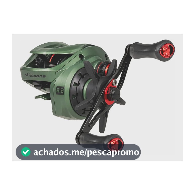 Carretilha Kawana Luna - 8.2:1 Drag 8kg 10rol Verde Militar Fosco Esquerdo