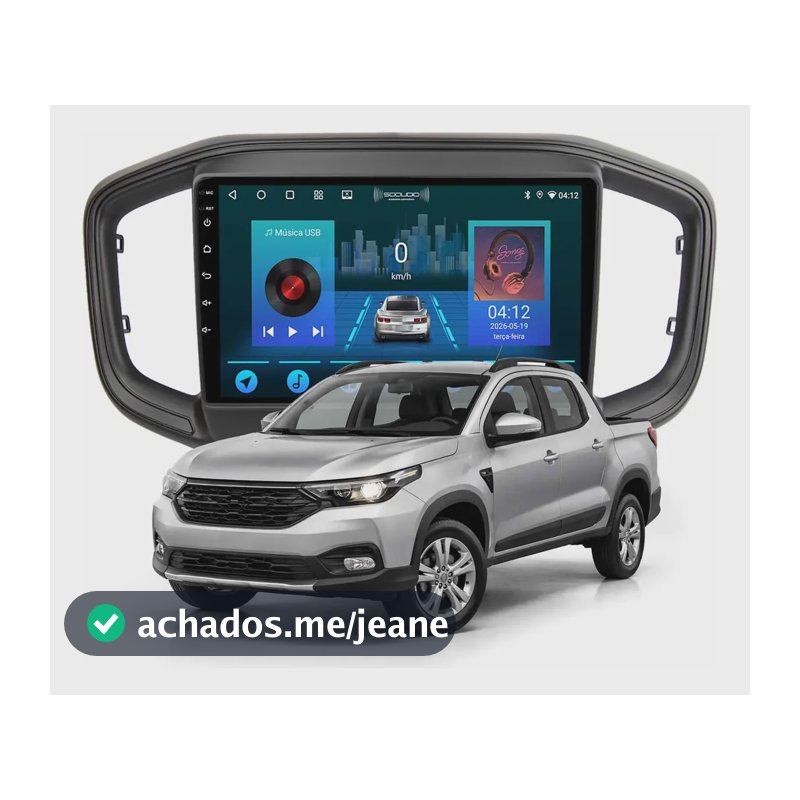 Multimídia Strada 2021 A 2024 2+64gb Quadcore Carplay 9p Preto - Sem Comando De Volante