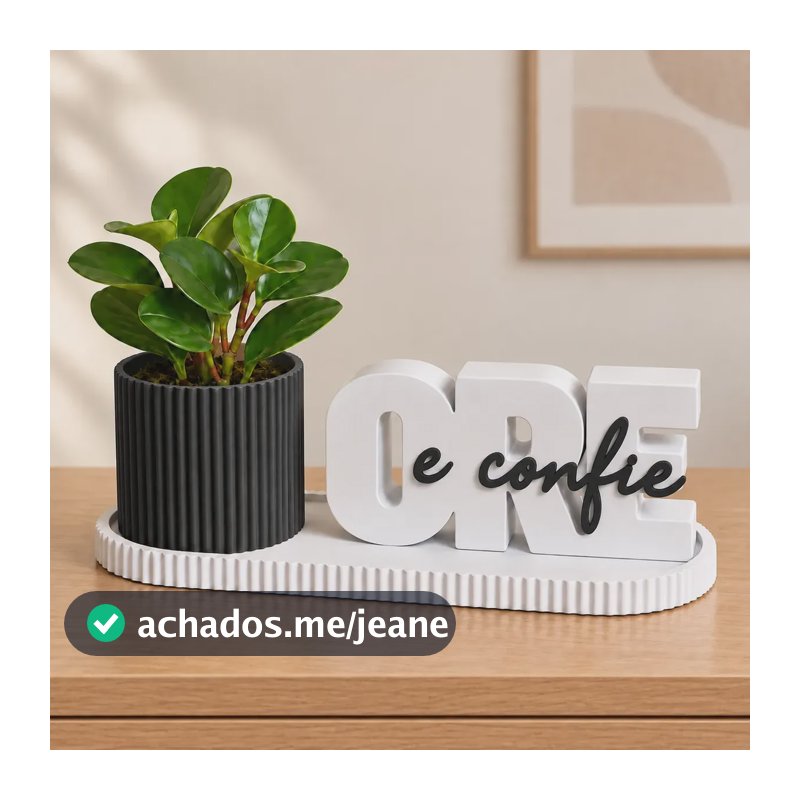 Kit Decorativo Ore E Confie Vaso Bandeja Fé Design Moderno Branco/preto