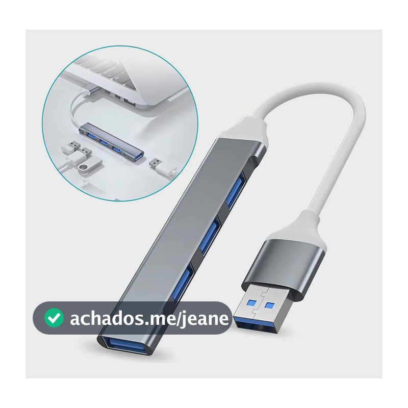 Hub Usb Adaptador 3.0 Extensor 4 Portas Computador Notebook Pc 5 Gbps Personalized View