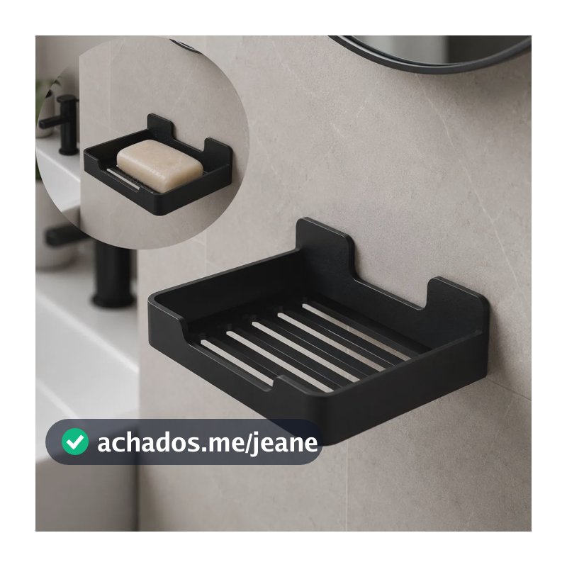 Kit 2 Saboneteiras De Parede Sem Furo Autoadesiva Premium Preto