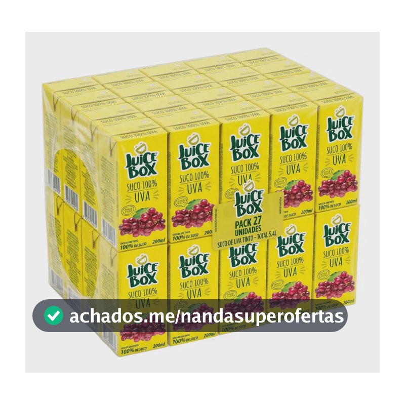 Suco de Uva 100% Juice Box 200ml - Pack 27 Unidades