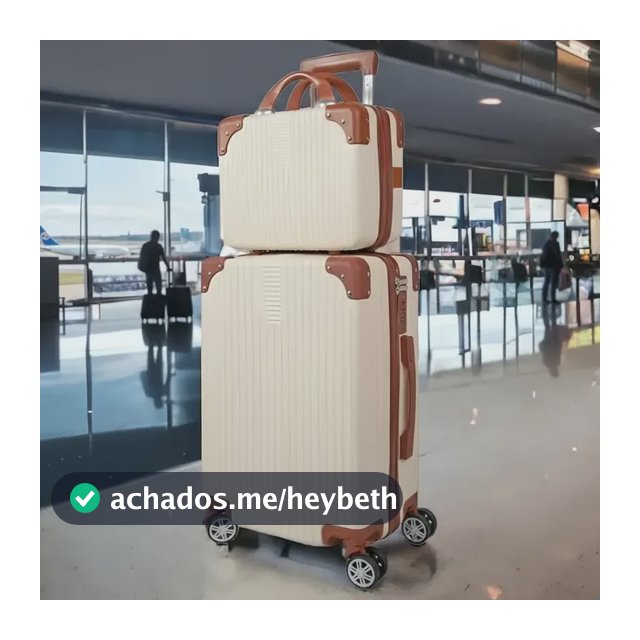 Mala De Viagem 10kg Promoção Rodas 360° Miami Com Frasqueira Bege Listras
