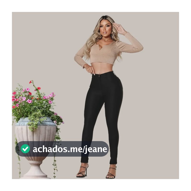 Calça Jeans Preta Skinny Feminina  Modeladora Levanta Bumbum