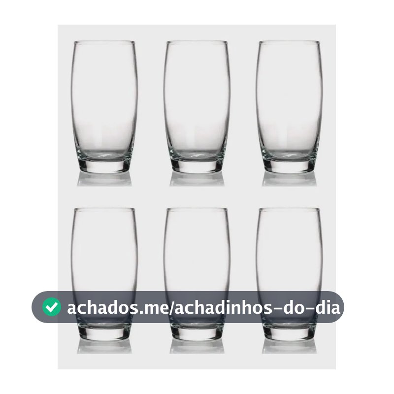 Kit 6 Copos Oca Nadir 300ml Vidro para Água e Suco