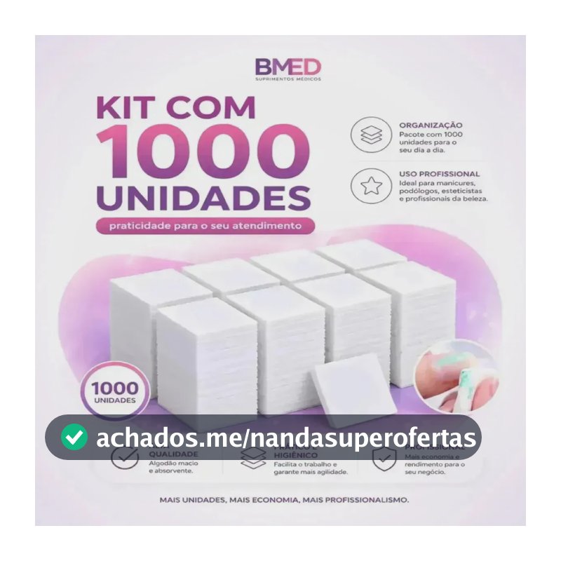 Algodao Prensado Para Limpeza De Unhas 1000un BMED