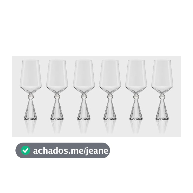 Kit Com 6 Taças De Vinho 595 Ml Com Base Em Cristal Lapidado Transparente