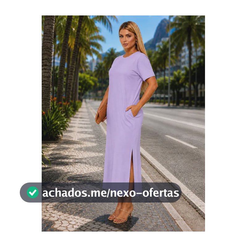 Vestido Midi Evangélico Feminino Para Igreja Lilaz Lisa 42x44