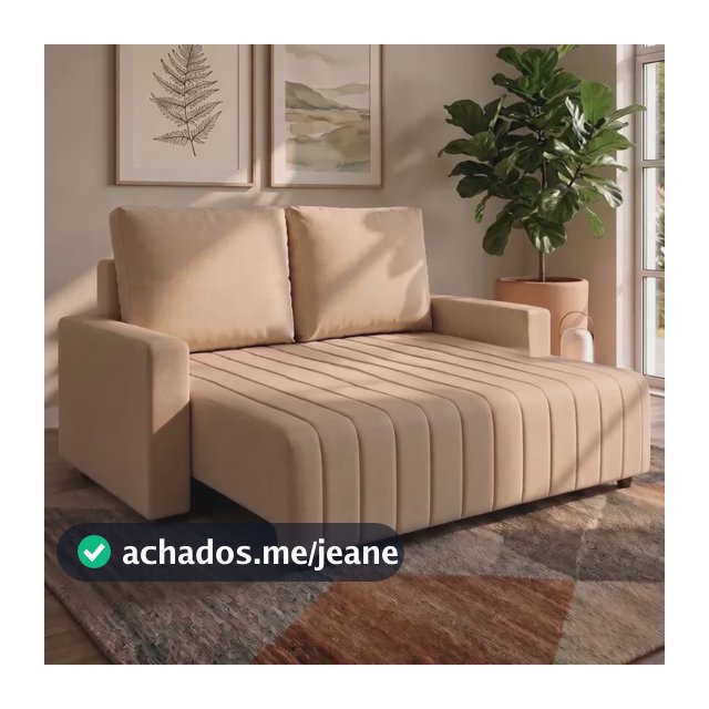 Sofá Itália Retrátil Molas 3 Lugares 1,6m Revestido Veludo Bege