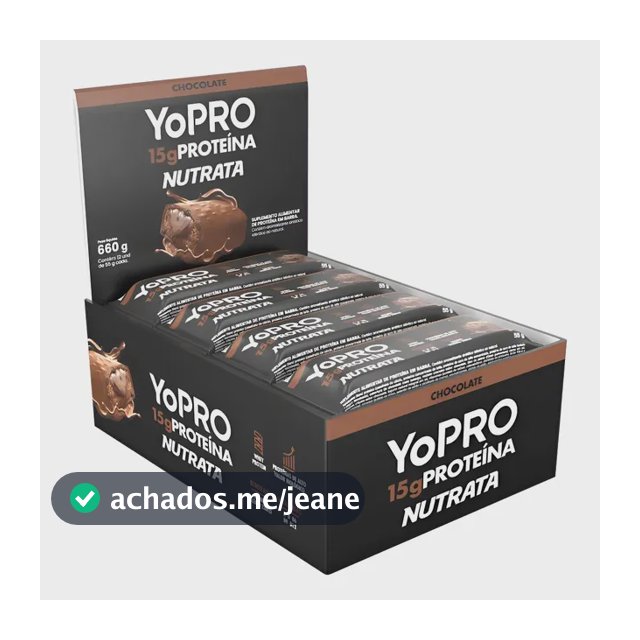 Barra De Proteína Yopro Cx 12 Un Nutrata Sabor Chocolate Chocolate