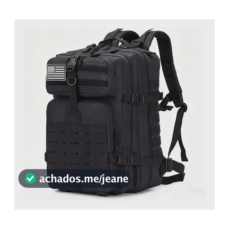 Mochila Tática Grande Resistente 50l Para Viagem Aventura Preto