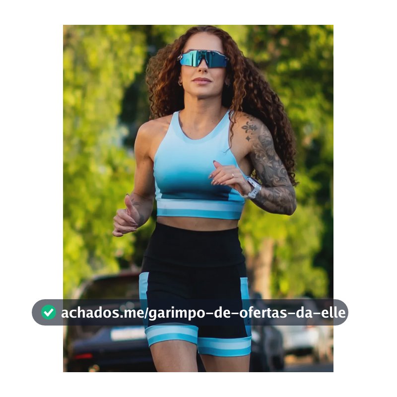 Conjunto Corrida Shorts Com Bolsos Cropped Alta Sustentação Azul-turquesa Liso G