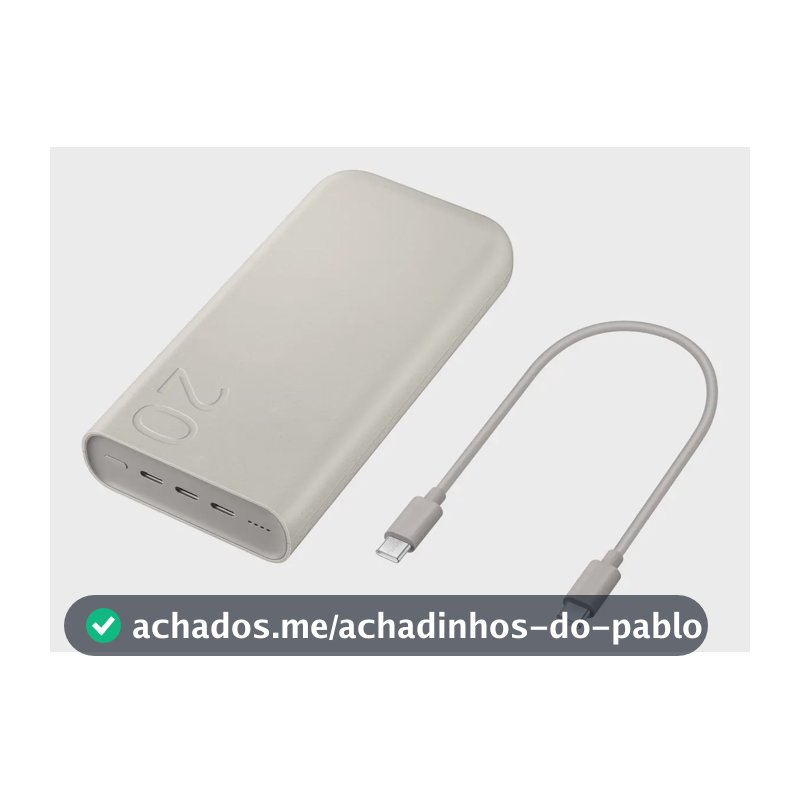 Carregador Power Bank sem fio Samsung | Potência de 45 W | 20.000 mAh | Cor bege | Carregamento super rápido 2.0