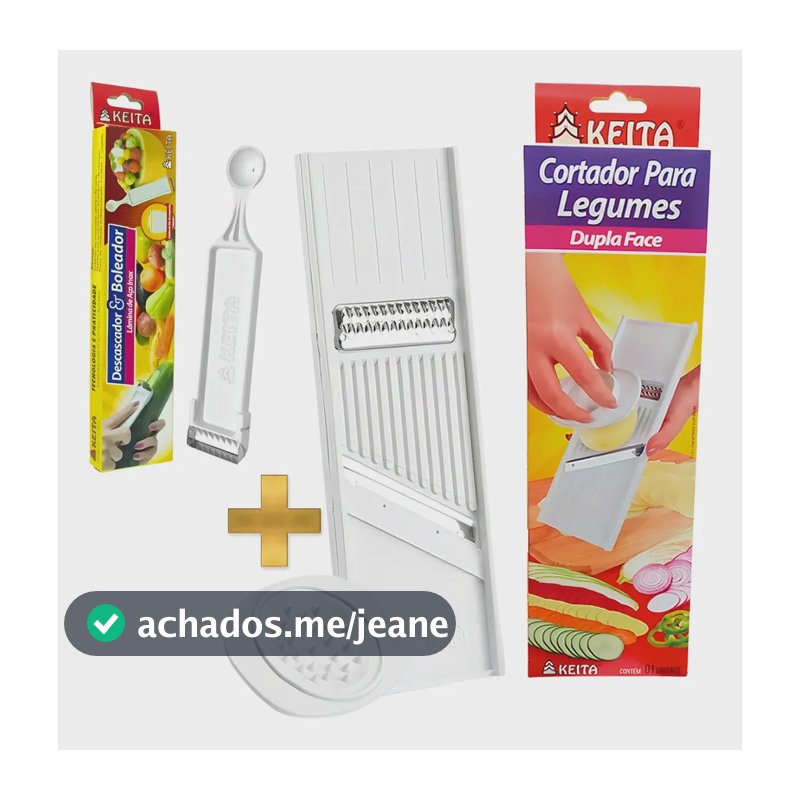 Kit Cortador Fatiador Descascador Ralador De Alimentos Keita Cortador Fatiador Dupla Face Mais Boleador