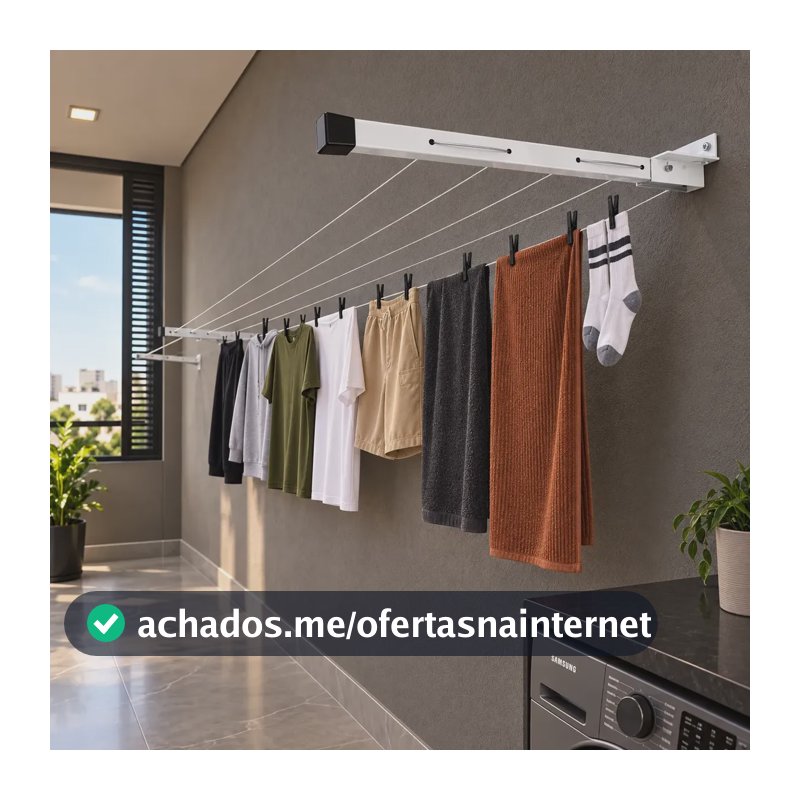 Varal Dobravel De Parede Ate 4 Metros 100% Aluminio Ate 80kg Alumínio/branco