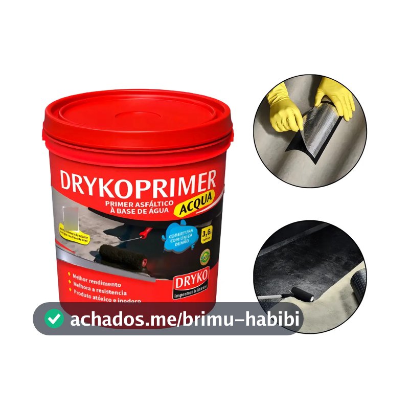 Primer Asfáltico Base Água Drykoprimer Dryko 3,6L Cor Preto