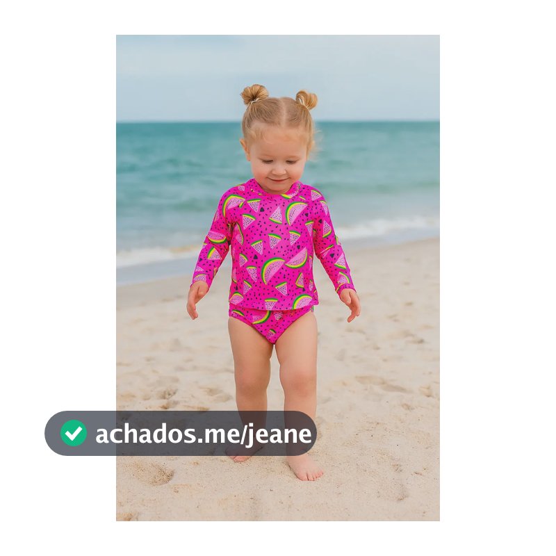 Biquini Maio Praia Natação Infantil Bebê Protecao Uv Cor Rosa-chiclete Tamanho 6-9 M