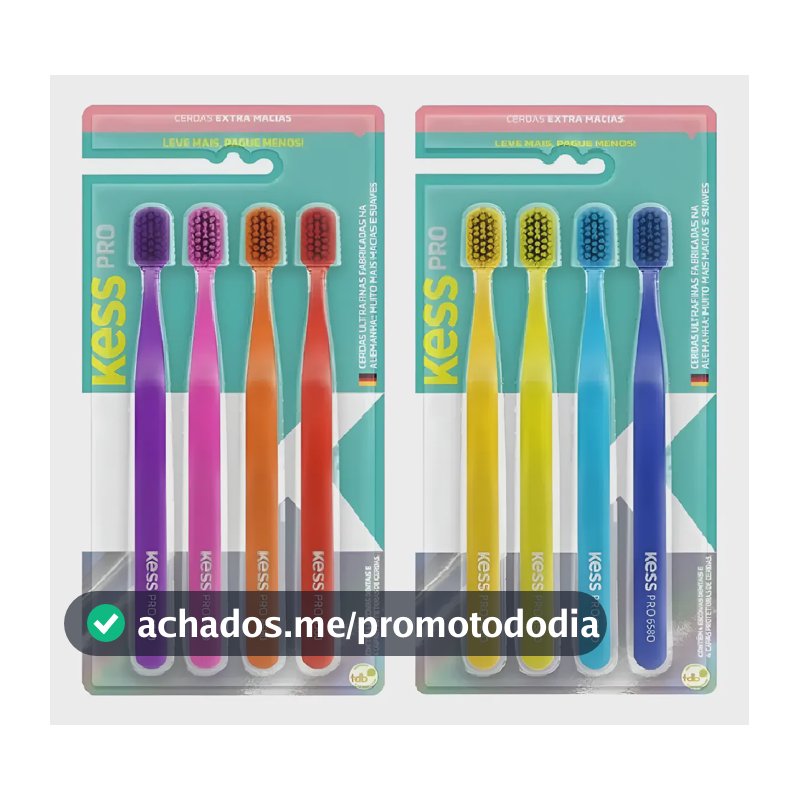 Escova Dental Kess Pro Cerdas Ultra Suaves Kit Com 4 Unidades