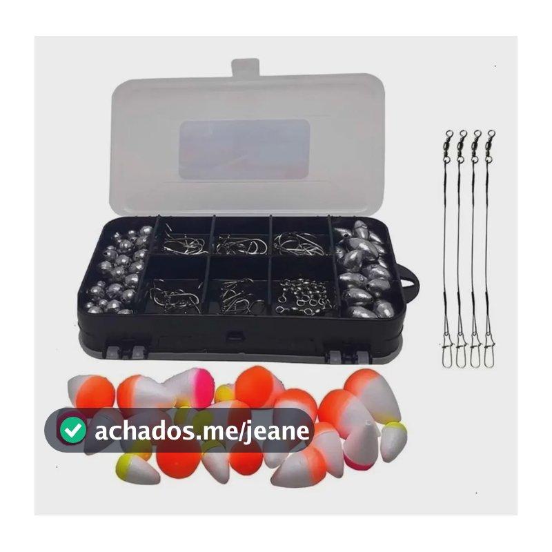 Kit Pesca Esportiva Estojo Anzol Girador Emp 131 Fishing Spo