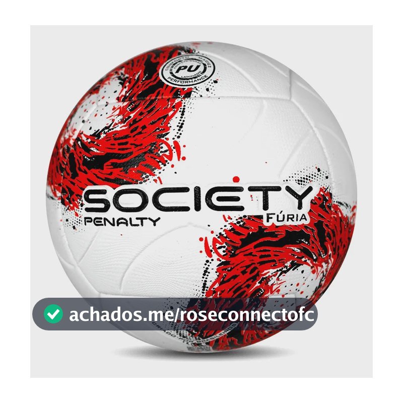 Bola de Futebol Society Penalty Fúria Oficial Sem Costura, Macia, Resistente, Baixa Absorção de Água