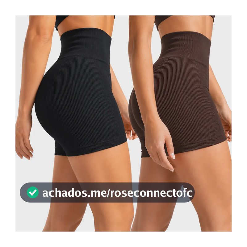 Kit 2 Short Sem Costura Feminino Academia Zero Transparência Sortidas Canelado G/gg