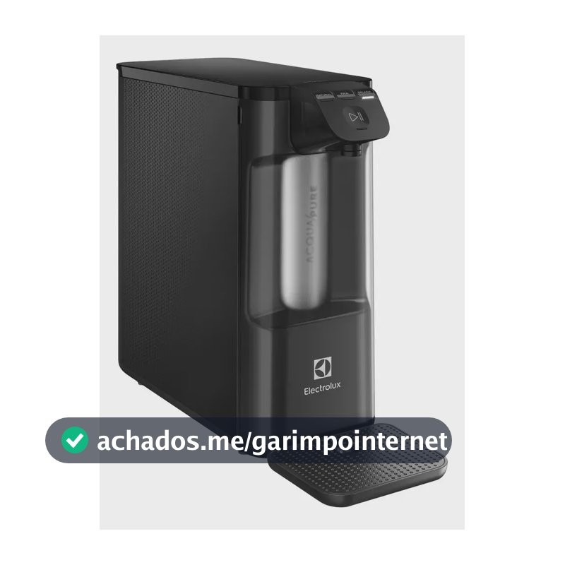 Purificador de Água Gelada Fria e Natural Eletrônico Placa Compacto Electrolux PE12P com Filtro Carvão 6 meses ou 3000L Painel Touch Preto Bivolt