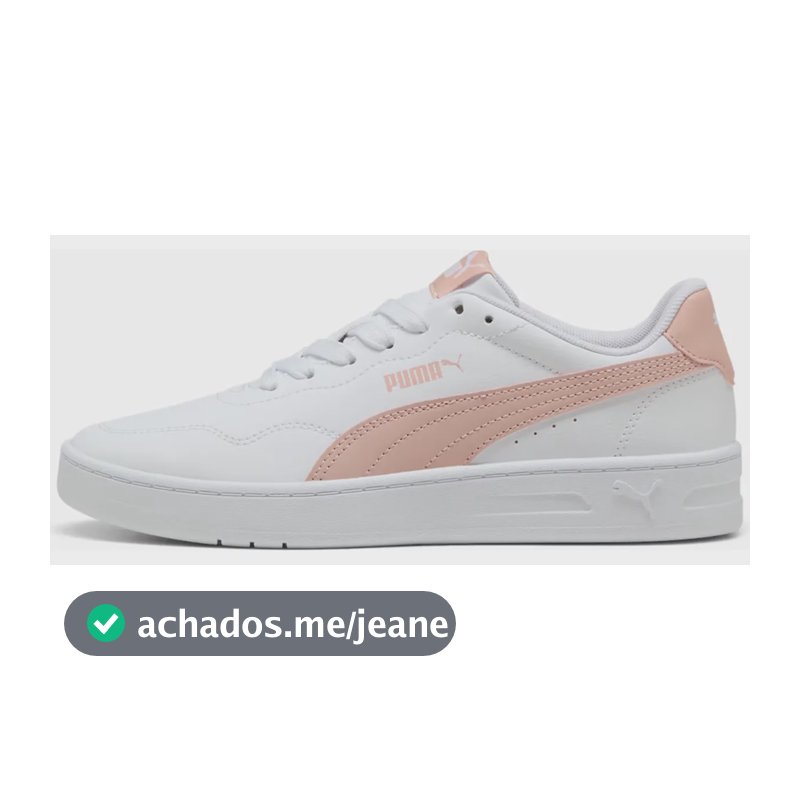 Tênis Puma Feminino Casual Court Lally Sola Reta Original Branco/quartzo-rosa Liso 38