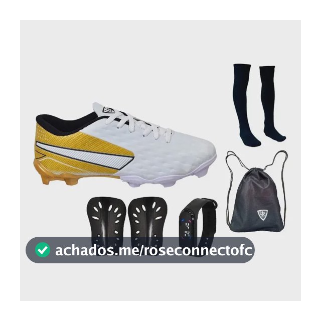 Kit Chuteira Campo Impactor + Meião Bolsa Caneleira Relógio