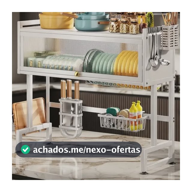 Escorredor De Pratos Louça Preto Cozinha Suspensa 65cm 18pçs Branco