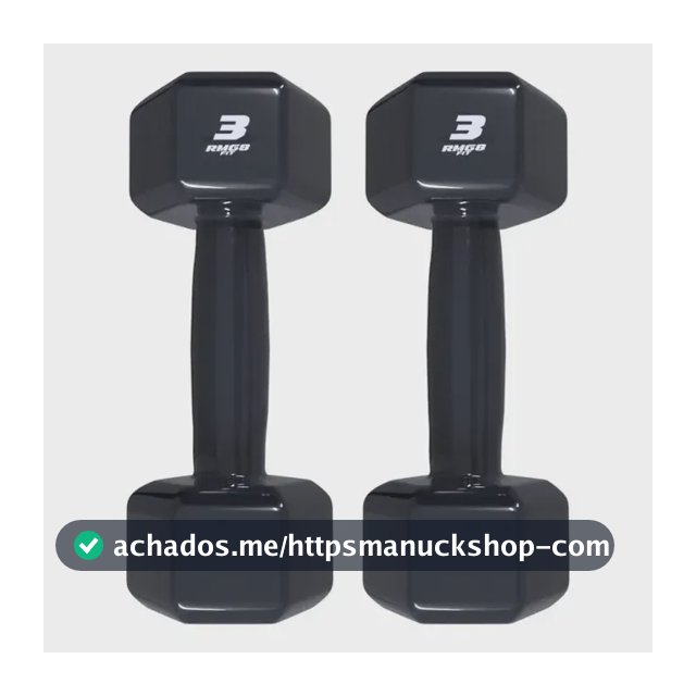 Par de Halteres 3kg Sextavados Emborrachados RMG8 Preto para Academia
