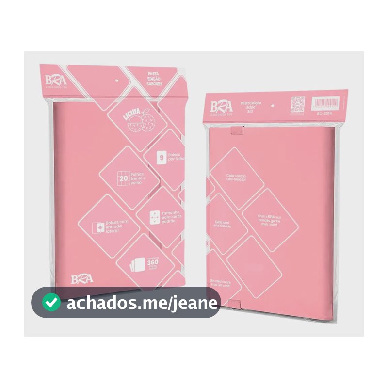 Pasta Para Cards Bra 3x3 Edição Sabores 360 Cards Rosa