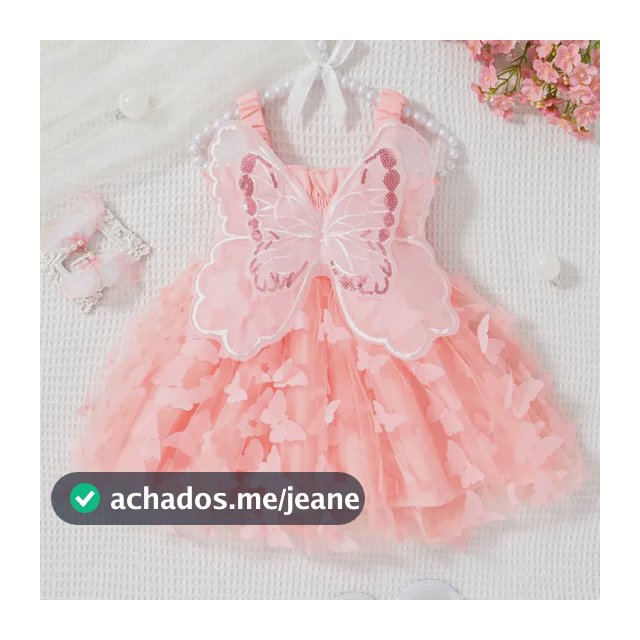 Vestido Princesa Com Asas Bebê Menina Festa Pink 10/90